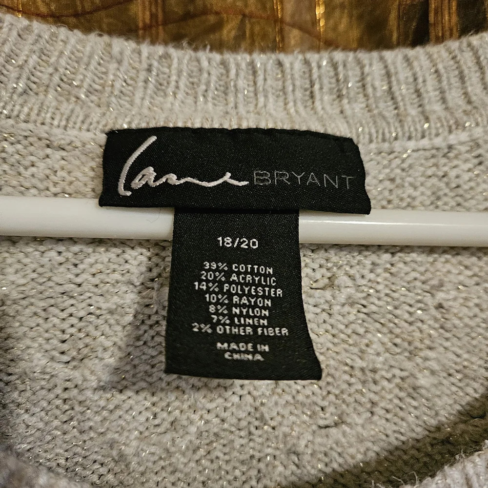 Lane Bryant Cable Knit Sweater Cream with Gold Thread Flecks-Plus Size 18/20 - Picture 5 of 5